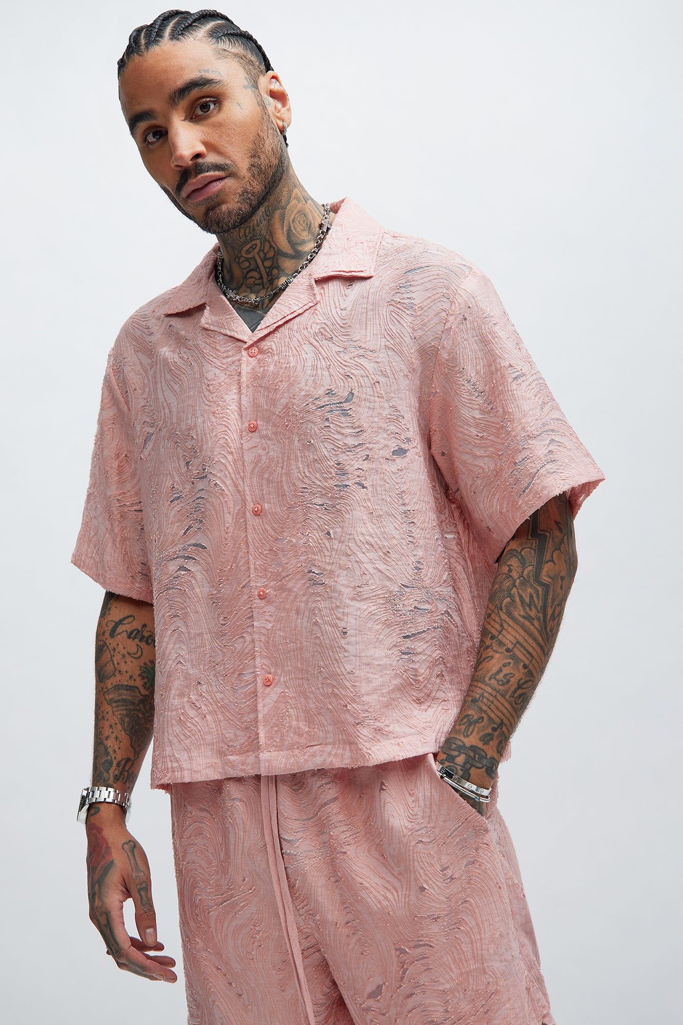 Mirage Textured Shirt - Pink sold by Fashion Nova