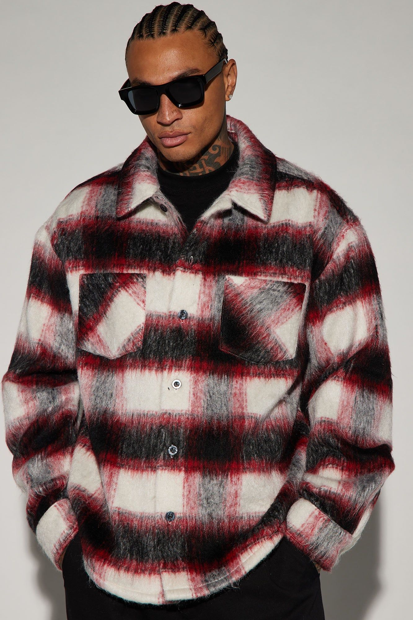 Keystone Mohair Shacket - Red sold by Fashion Nova