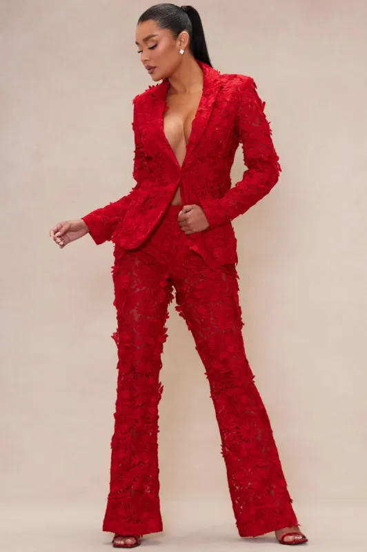 Denise Embroidered Blazer - Red sold by Fashion Nova