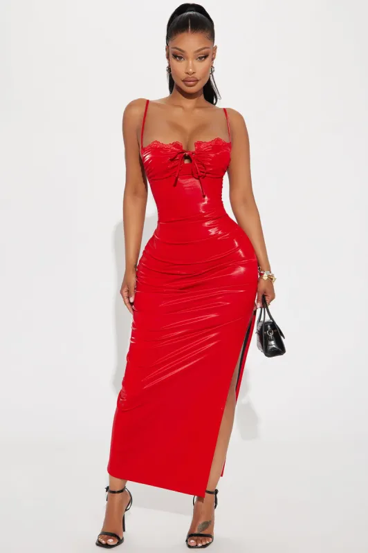 Stella Faux Leather Maxi Dress - Red sold by Fashion Nova