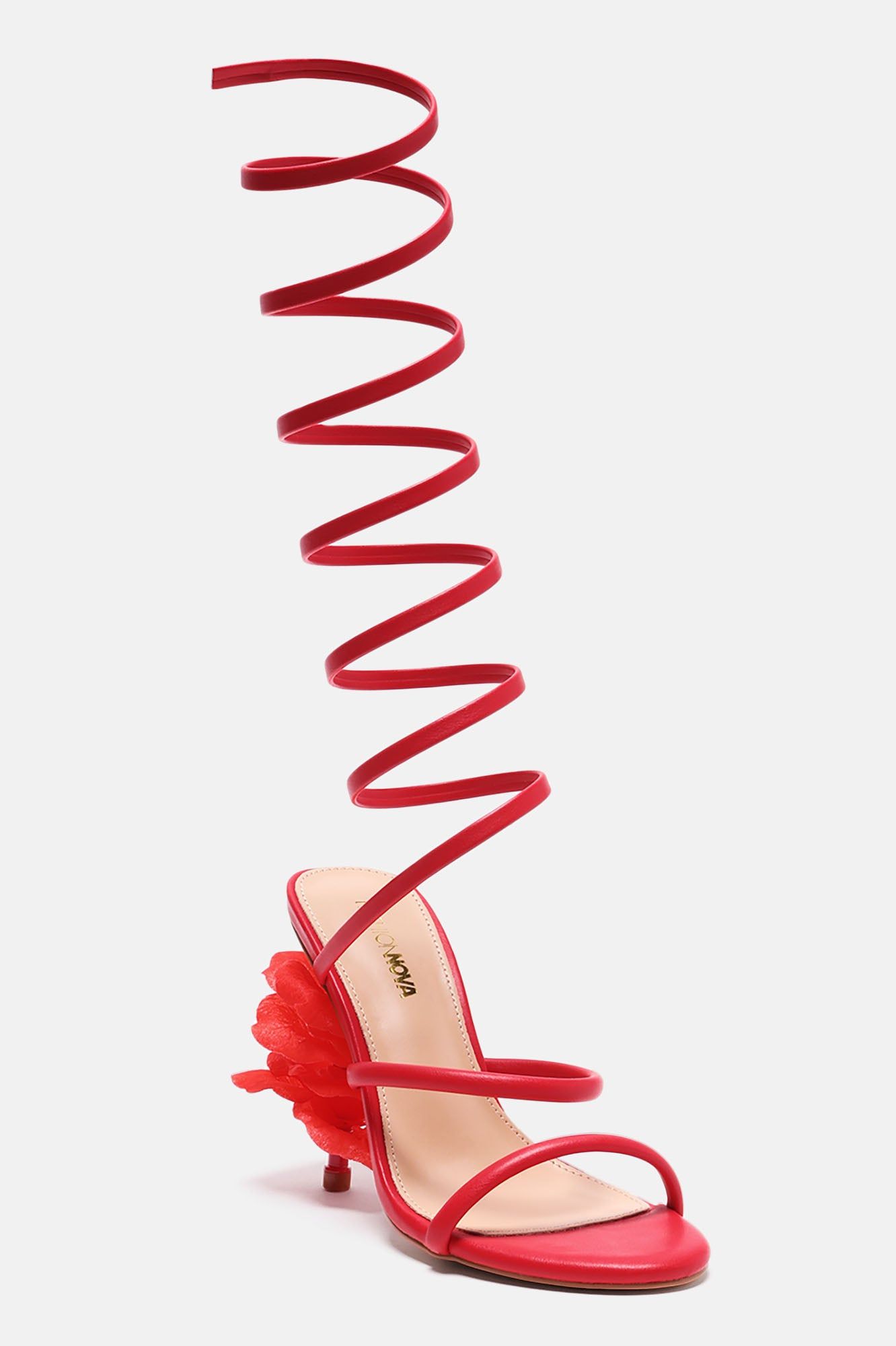 Kennedi Flower Petal Heels - Red sold by Fashion Nova product image thumbnail 2