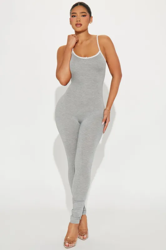 Embrace Me Jumpsuit - Heather Grey sold by Fashion Nova