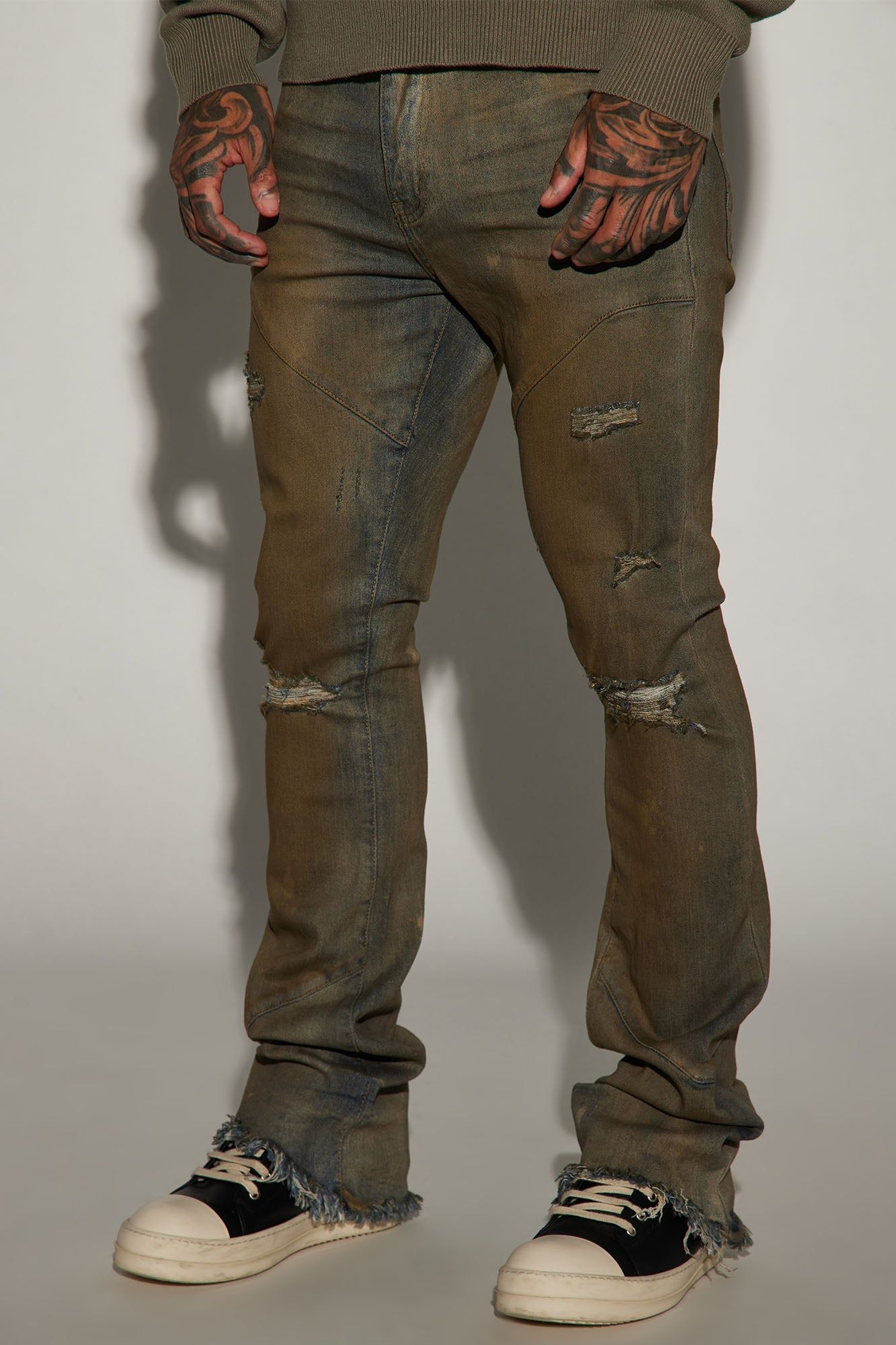 Roll With It Stacked Skinny Flare Jeans - Vintage Wash sold by Fashion Nova