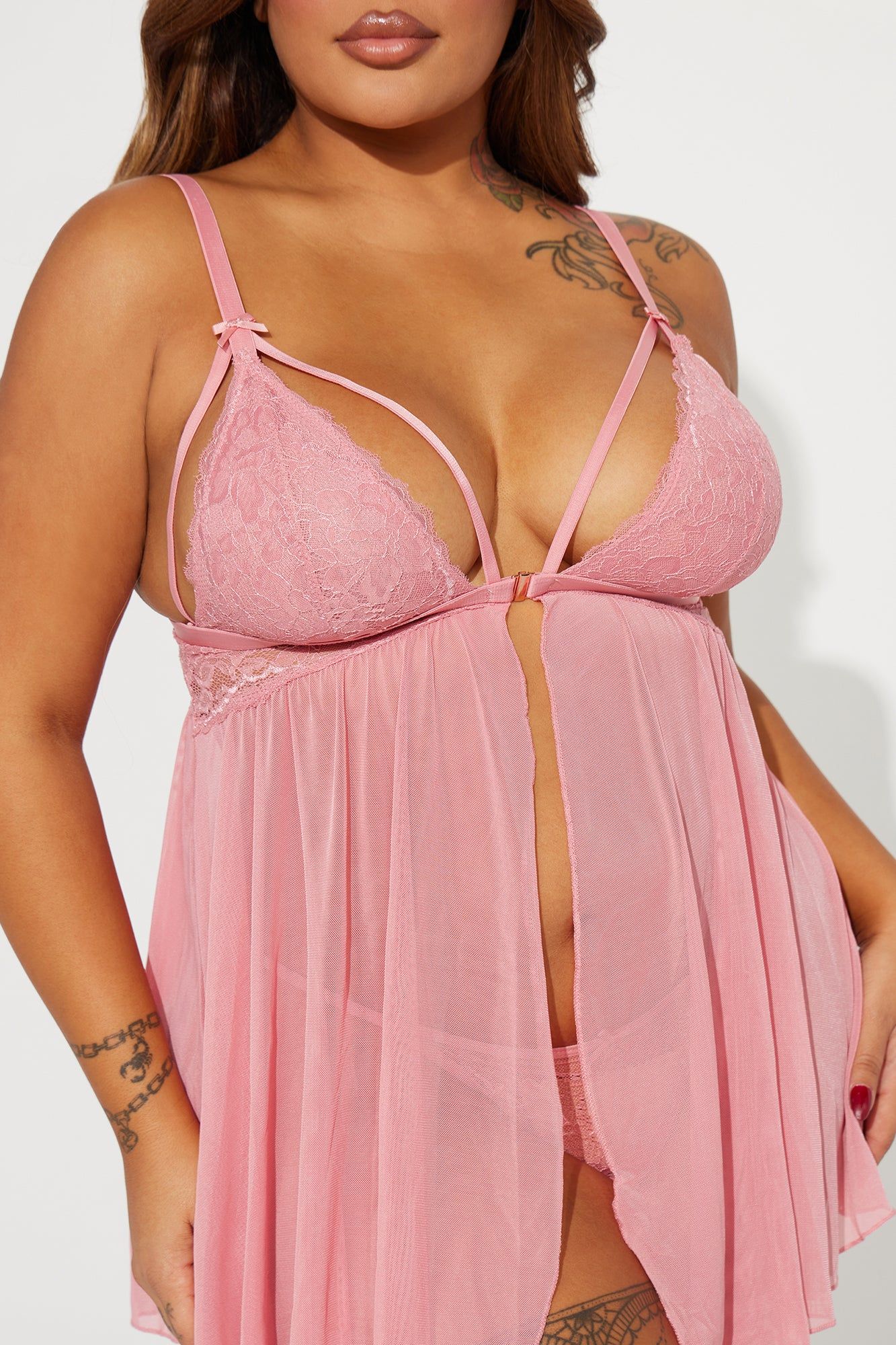 Grasping For More Lace 2 Piece Babydoll Set - Mauve sold by Fashion Nova product image thumbnail 2