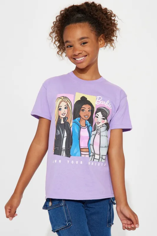Mini Barbie Own Your Unique Short Sleeve Tee - Violet sold by Fashion Nova