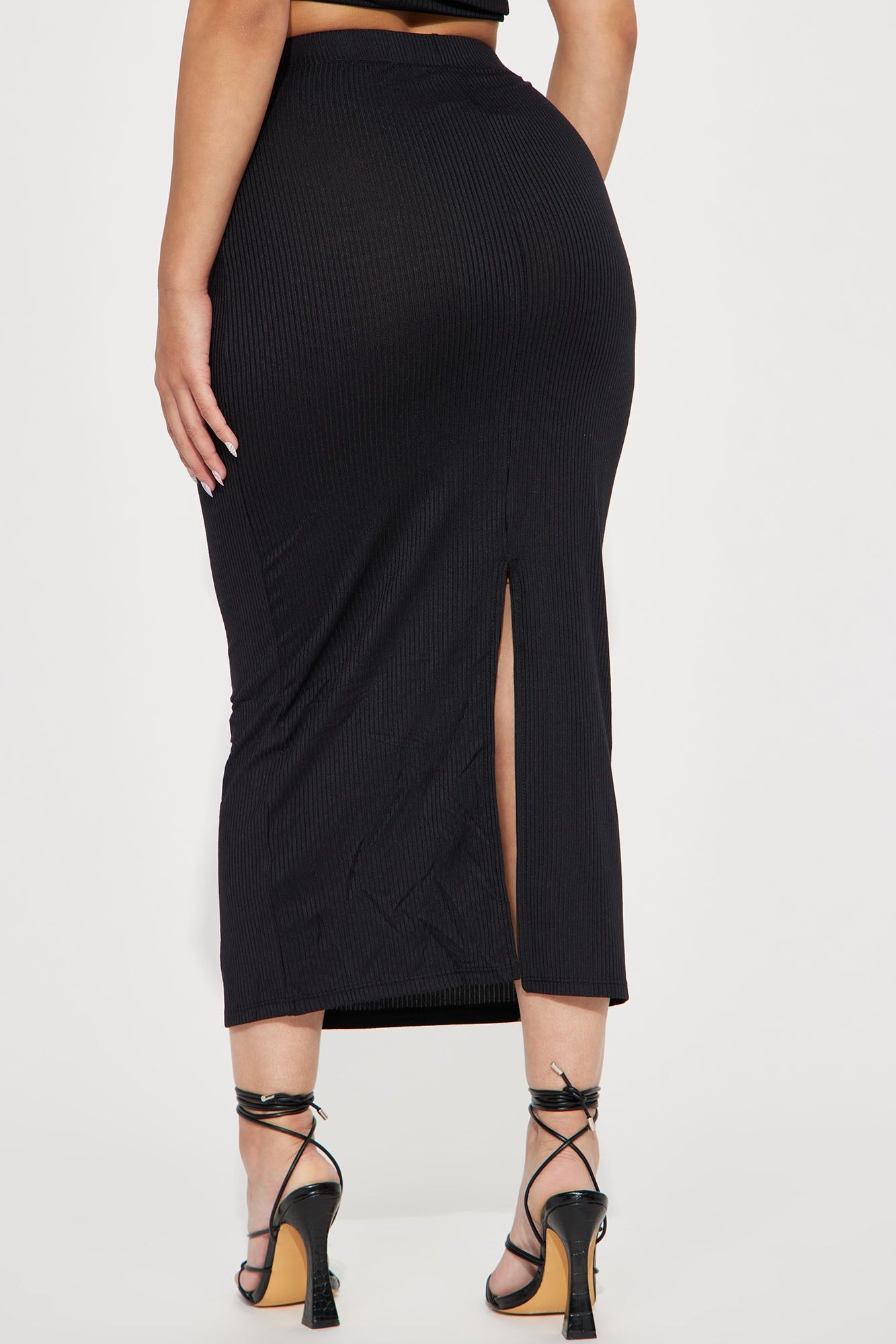 Simple Things Ribbed Midi Skirt - Black sold by Fashion Nova product image thumbnail 3