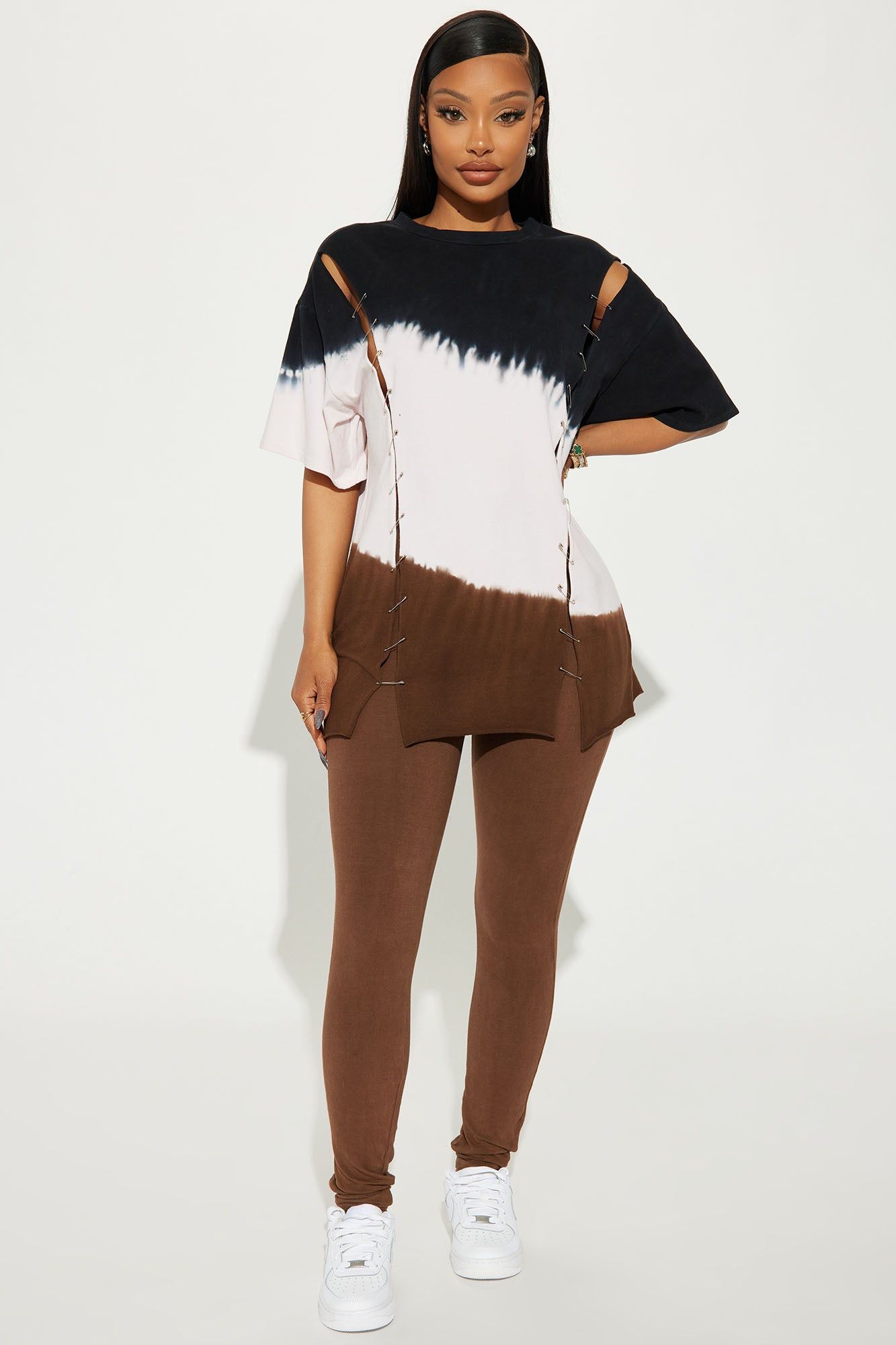 Told You Tie Dye Legging Set - Brown Combo sold by Fashion Nova