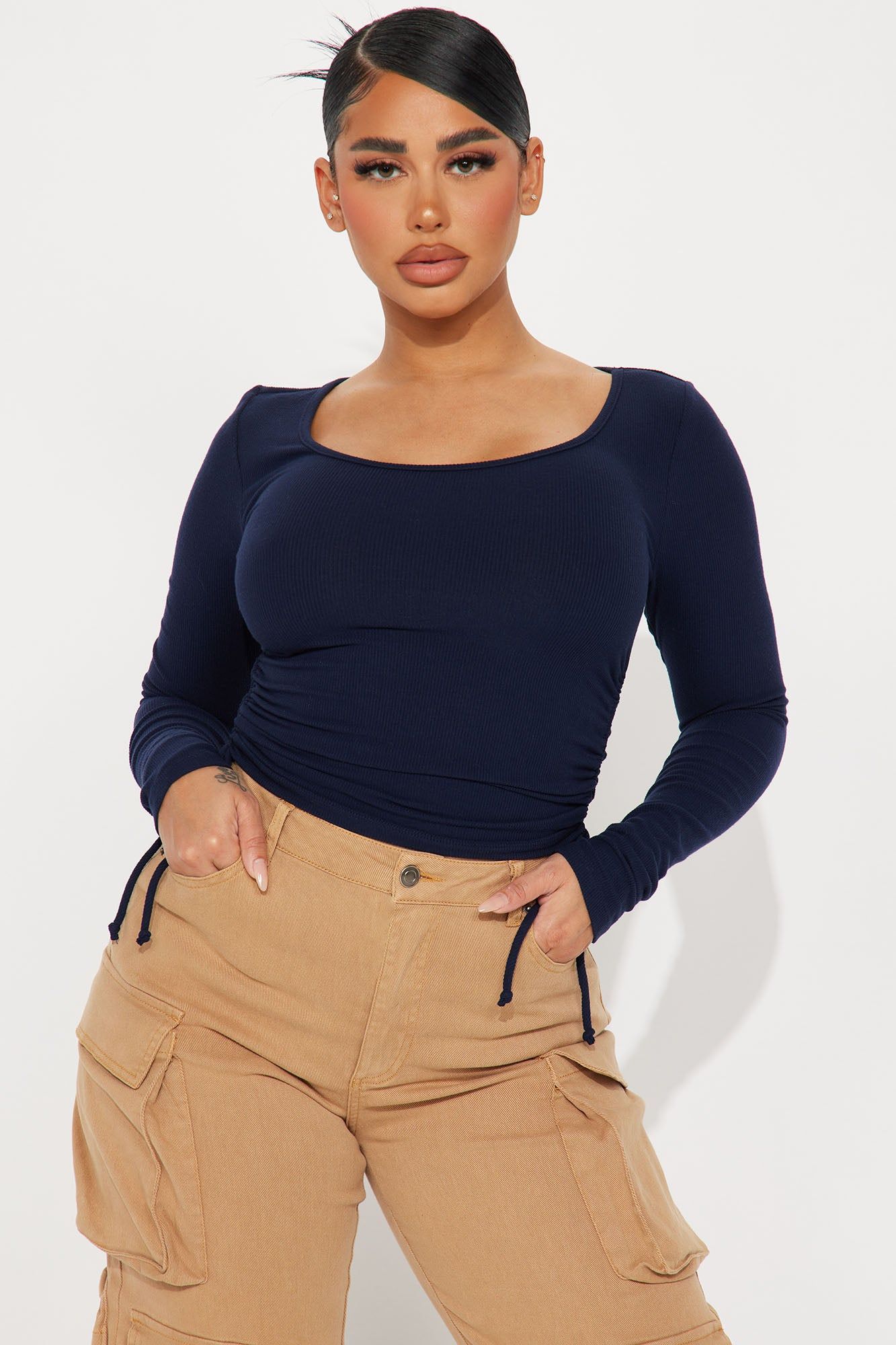 Jamie Ruched Top - Navy sold by Fashion Nova