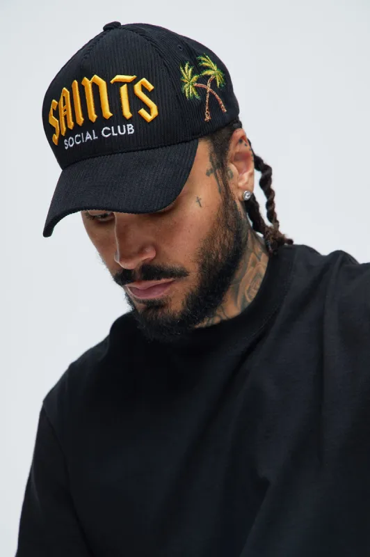 Saints Social Club Corduroy Snapback Hat - Black sold by Fashion Nova