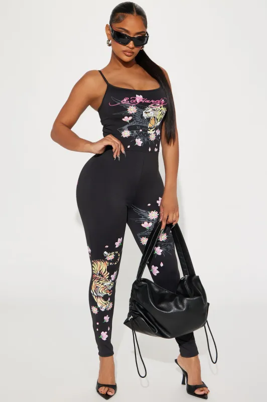 Ed Hardy Tiger Cherry Blossoms Jumpsuit - Black sold by Fashion Nova