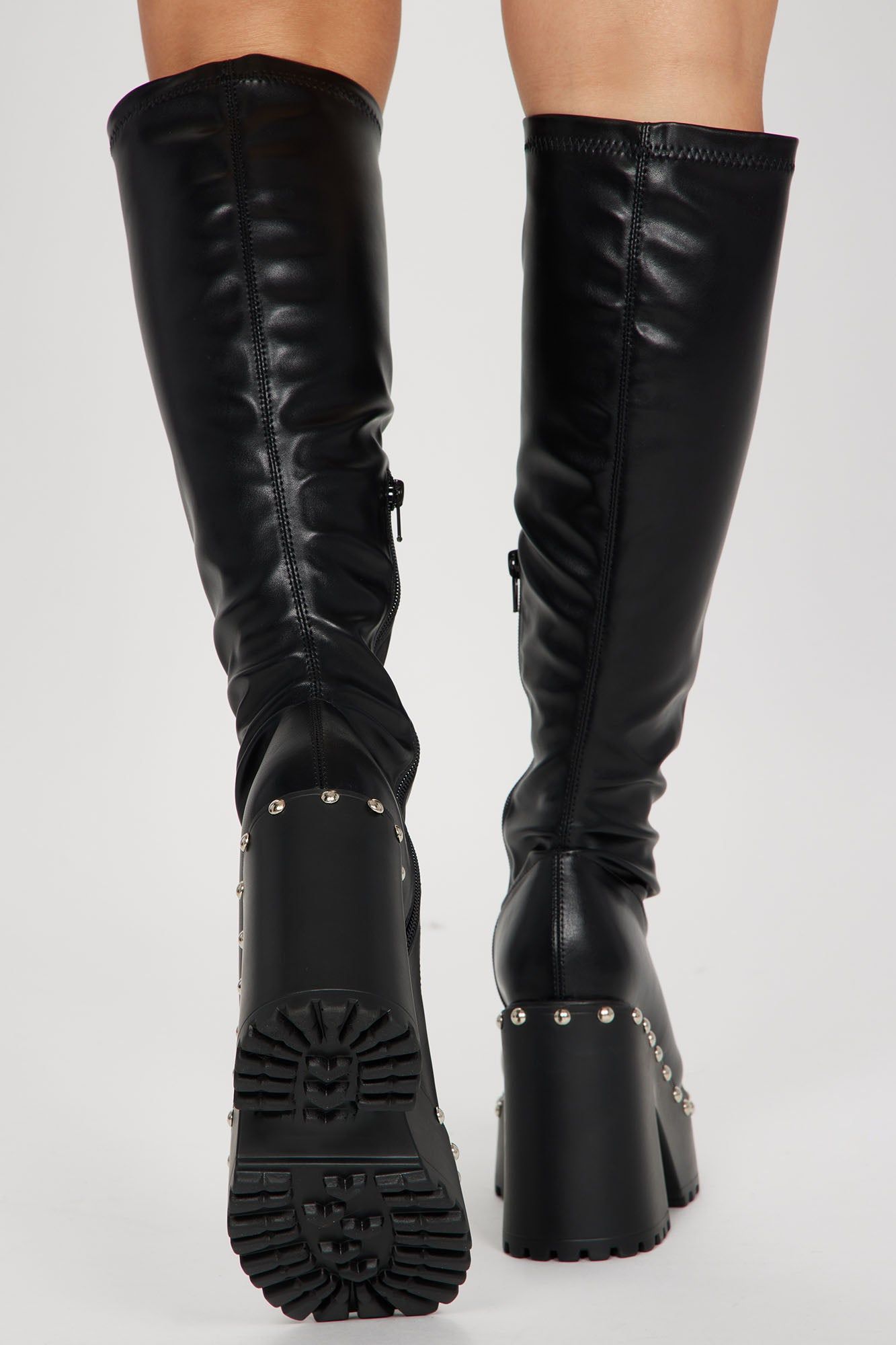 Brynlee Knee High Studded Boots - Black sold by Fashion Nova product image thumbnail 4
