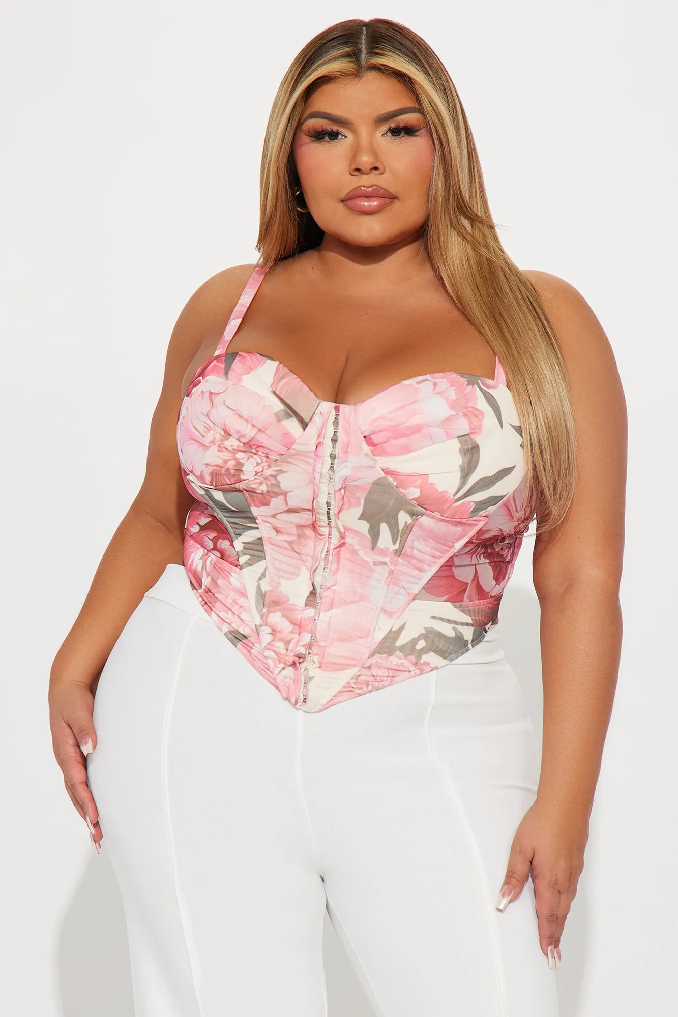 Giselle Floral Mesh Corset Top - Cream/combo sold by Fashion Nova product image thumbnail 4