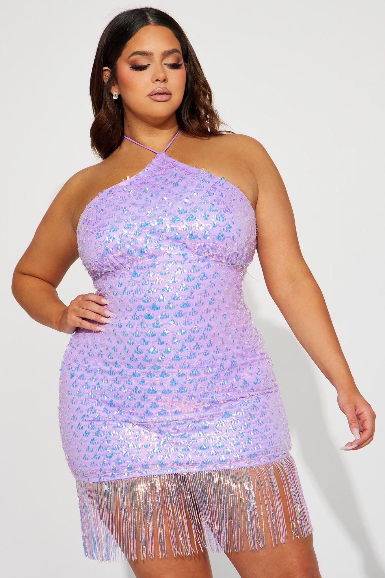 Vitamin Sea Sequin Mini Dress - Lavender sold by Fashion Nova