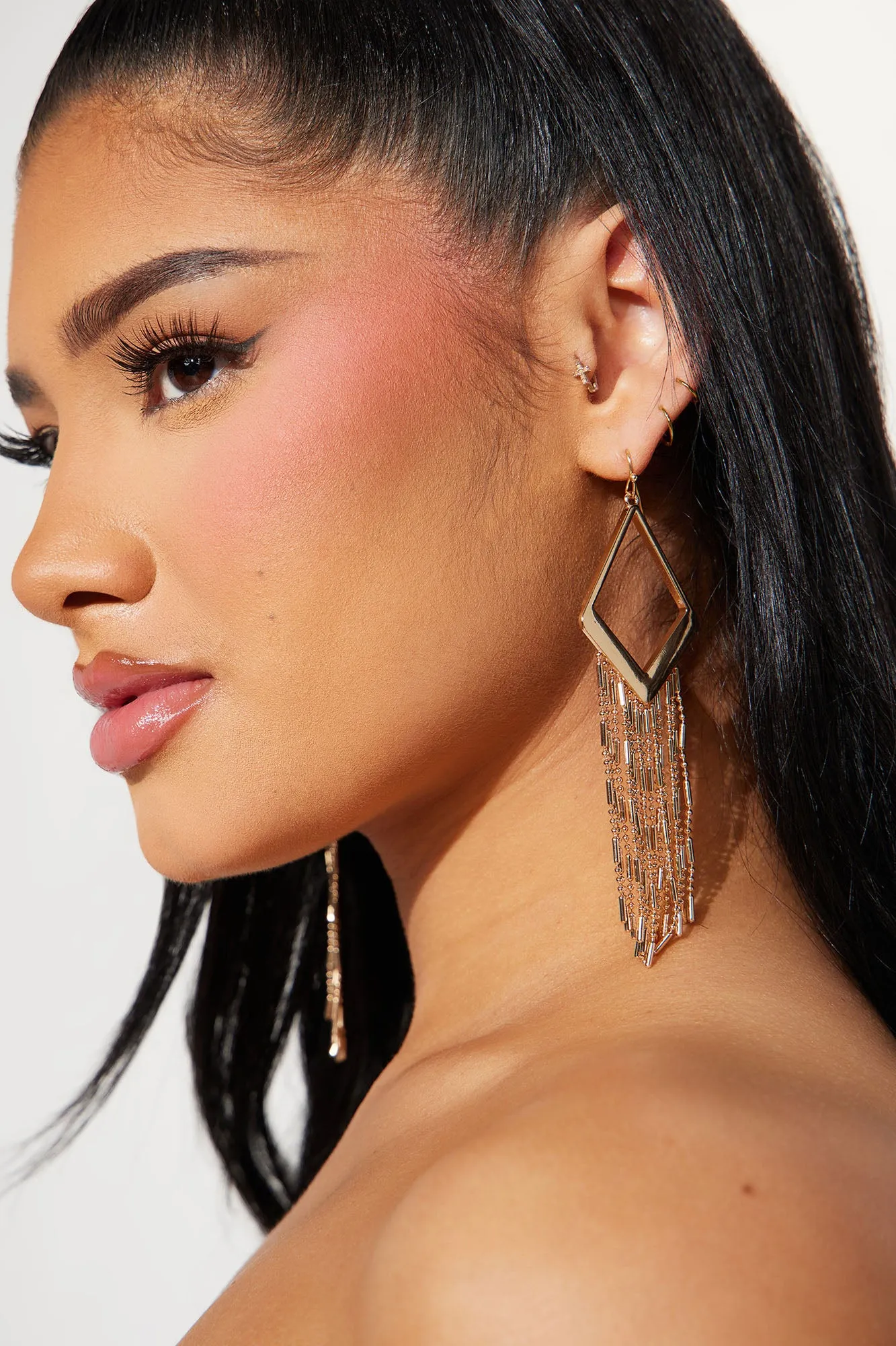 Fringe Chain Earrings - Gold sold by Fashion Nova