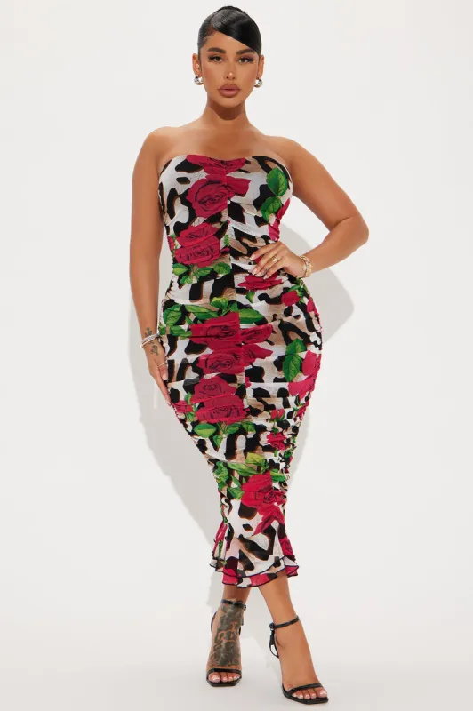 Giovanna Mesh Midi Dress - Leopard sold by Fashion Nova