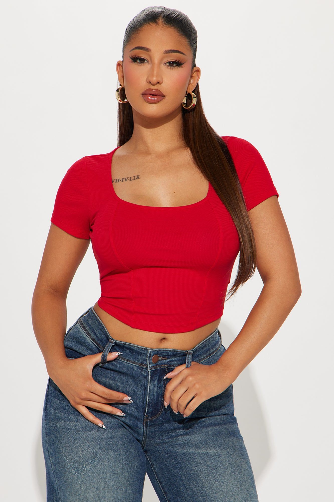 Riley Crop Top - Red sold by Fashion Nova