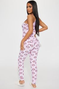Kiss Kiss Babe PJ Jogger Set - Pink/combo sold by Fashion Nova