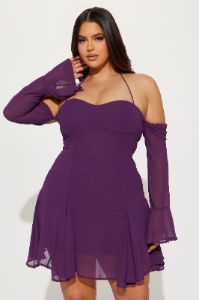 Daisy Chiffon Mini Dress - Plum sold by Fashion Nova