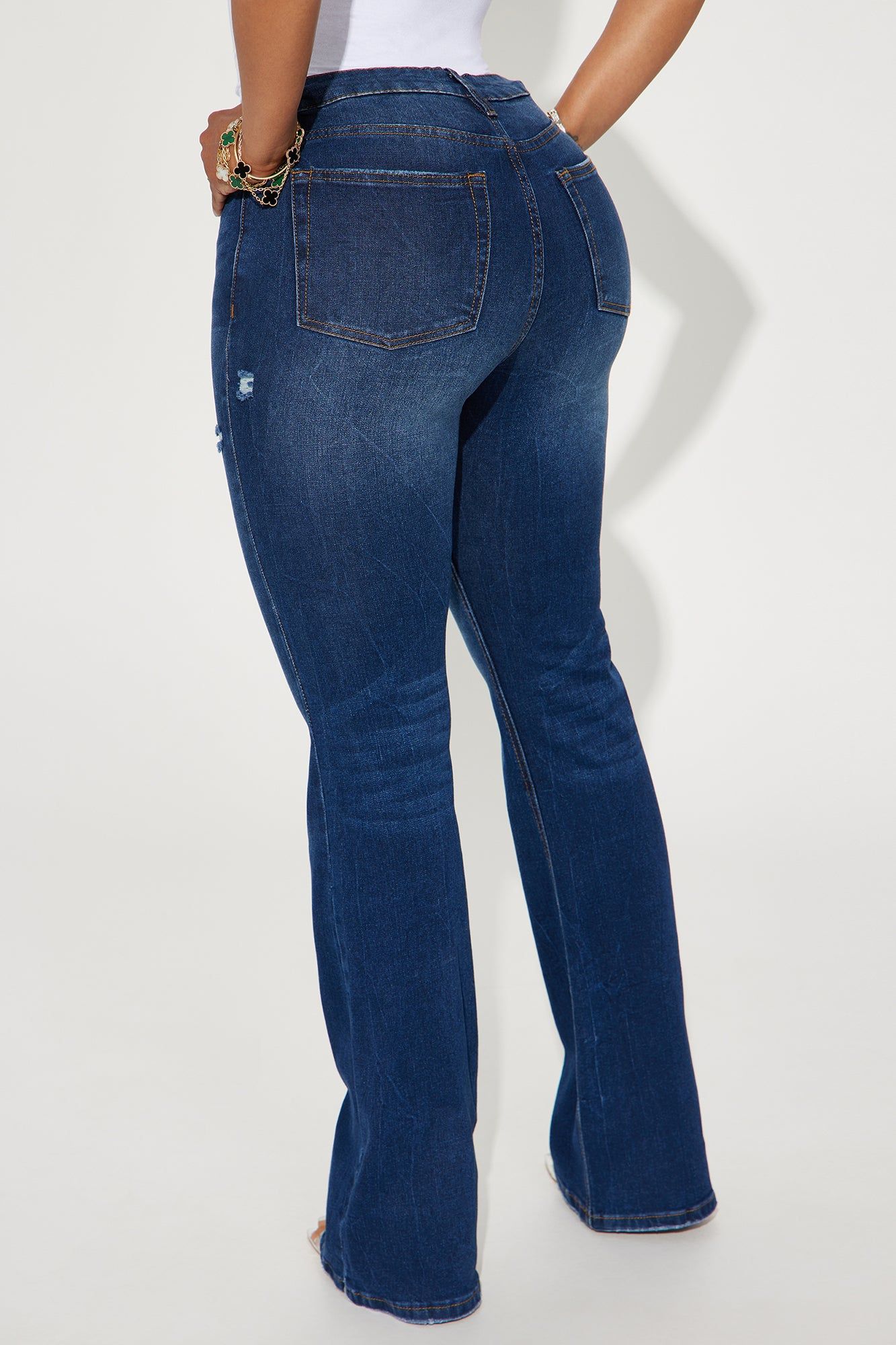 Press Pause Ripped Stretch Flare Jeans - Dark Wash sold by Fashion Nova product image thumbnail 3