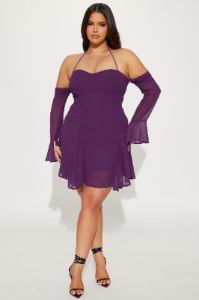 Daisy Chiffon Mini Dress - Plum sold by Fashion Nova