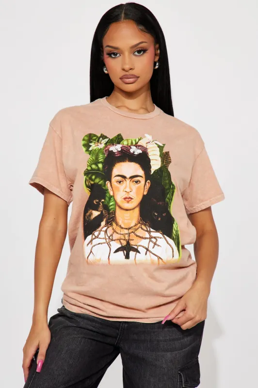Frida Kahlo Tropical Jungle Graphic Tee - Khaki made by Fashion Nova