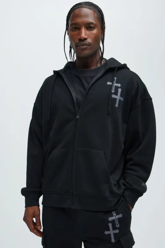 Crosses Zip Up Hoodie - Black sold by Fashion Nova