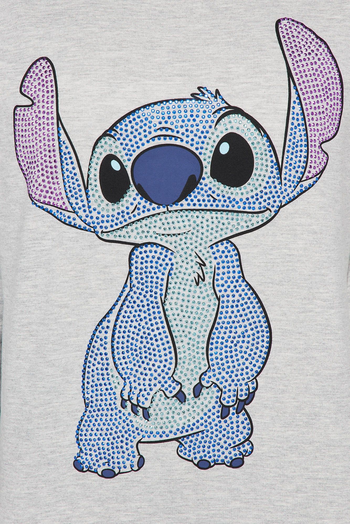 Stitch Rhinestone Crew Neck Sweatshirt - Heather Grey sold by Fashion Nova product image thumbnail 3