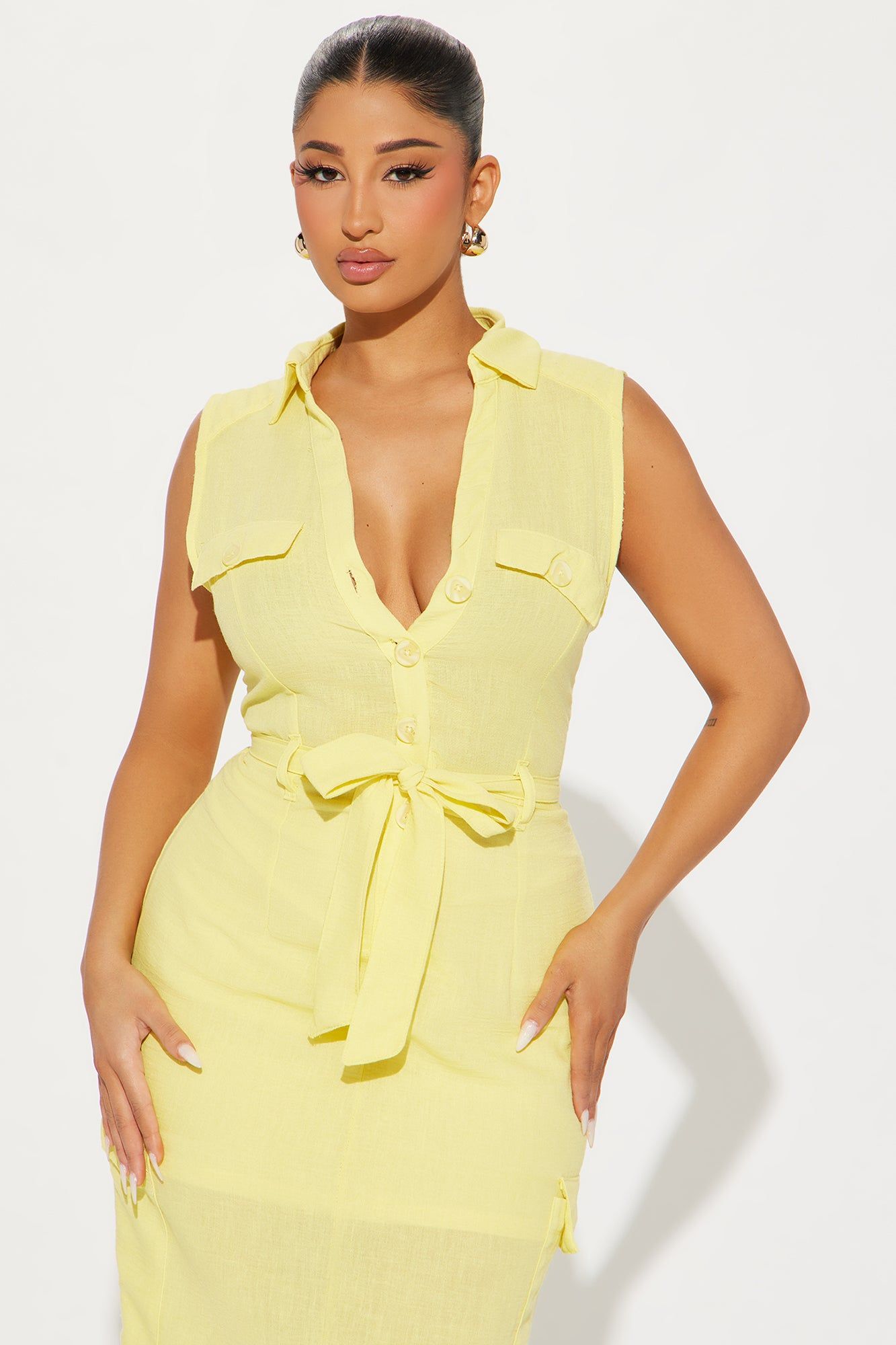 Professional Presence Linen Maxi Dress - Yellow sold by Fashion Nova product image thumbnail 2