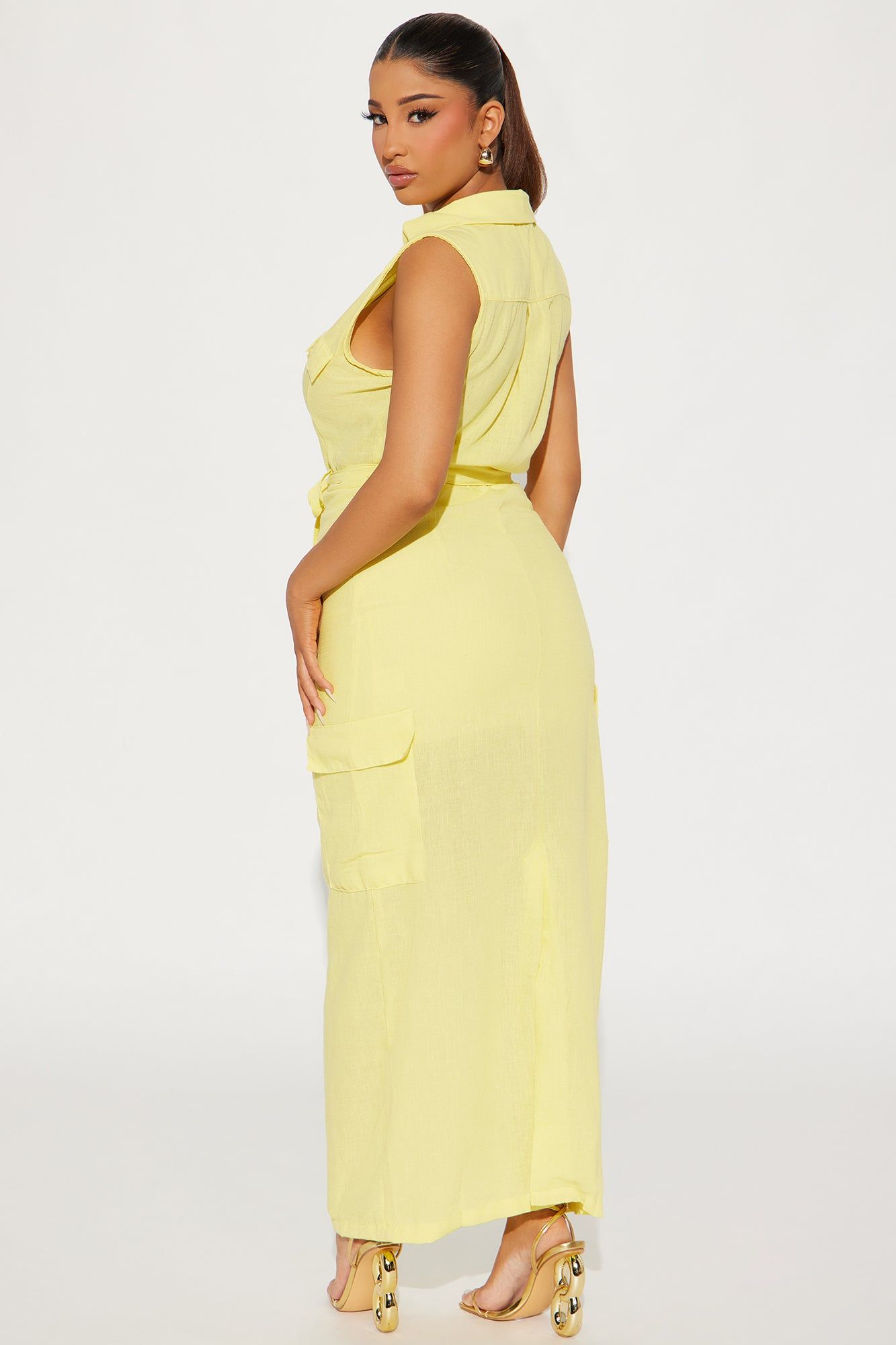 Professional Presence Linen Maxi Dress - Yellow sold by Fashion Nova product image thumbnail 3
