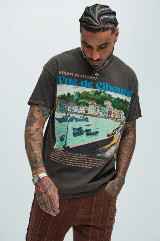 Albert Marquet Vue De Ciboure Short Sleeve Tee - Brown sold by Fashion Nova