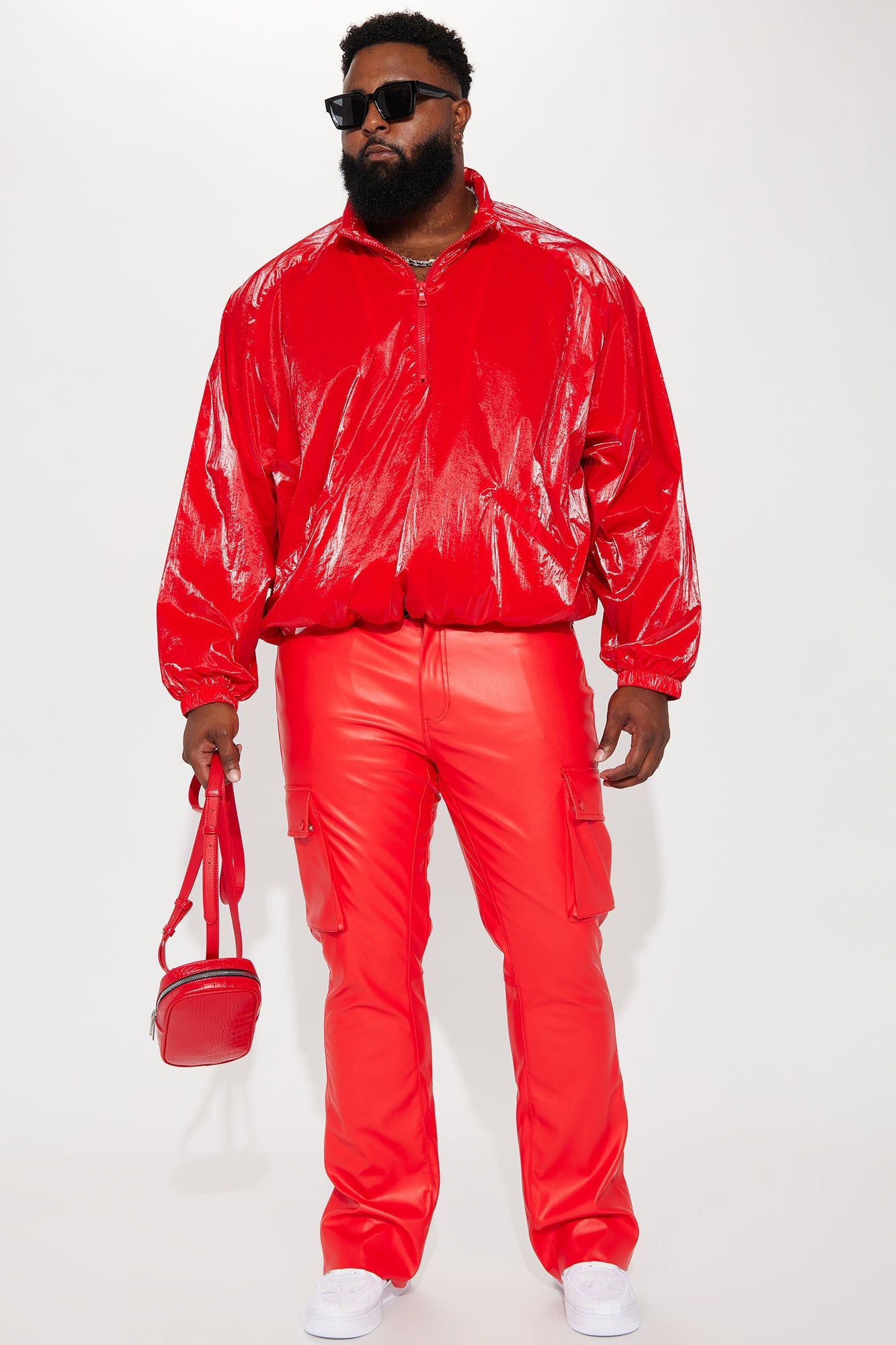 Finest Faux Leather Cargo Flare Pants - Red sold by Fashion Nova product image thumbnail 6