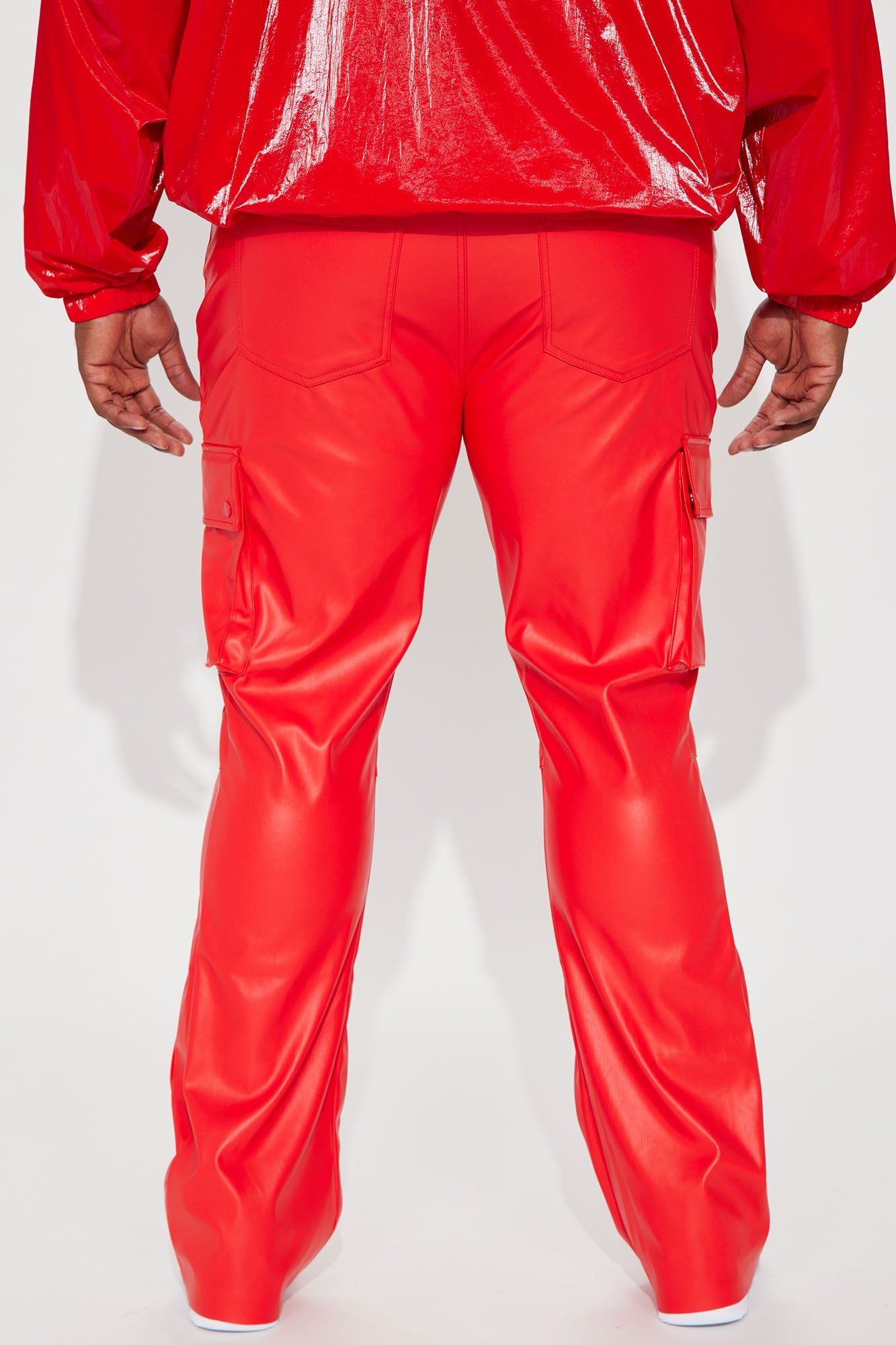 Finest Faux Leather Cargo Flare Pants - Red sold by Fashion Nova product image thumbnail 8