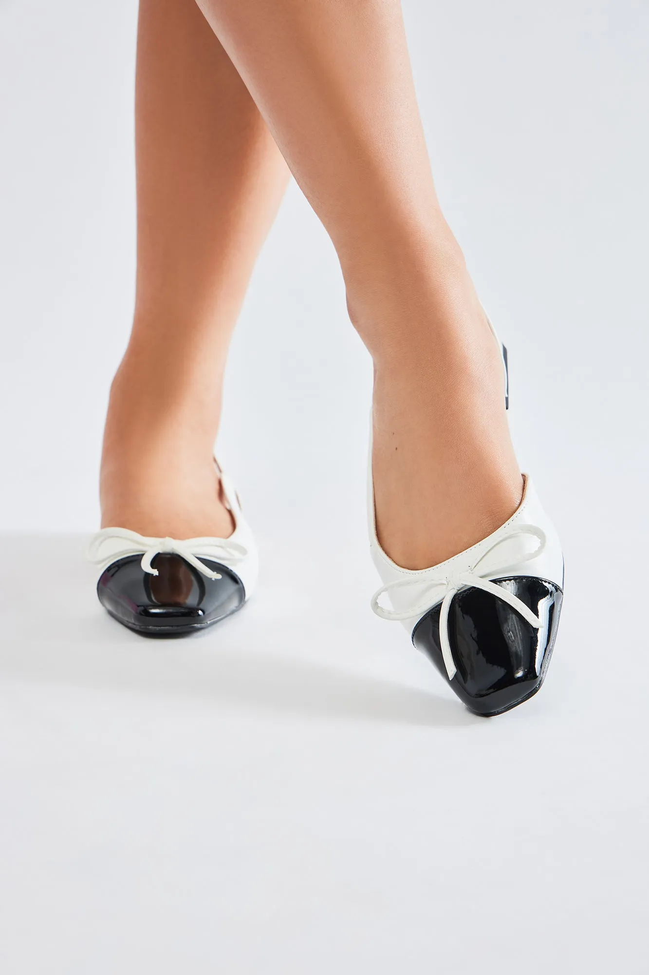 Sweet Melody Ballet Flats - White/Black sold by Fashion Nova