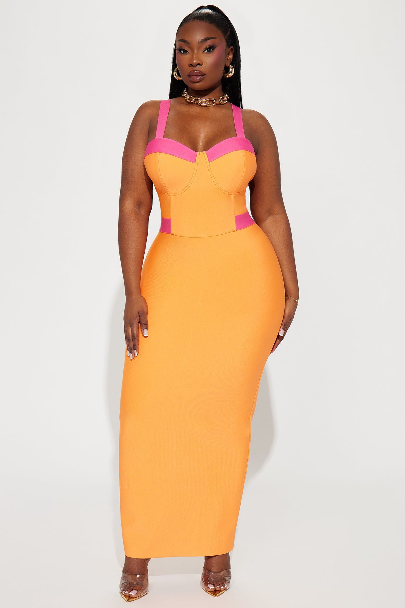 Amayah Bandage Maxi Dress - Orange/combo sold by Fashion Nova product image thumbnail 4