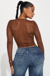Slice Of Life Mesh Top - Brown sold by Fashion Nova
