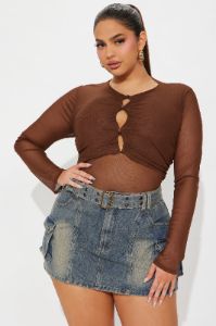 Slice Of Life Mesh Top - Brown sold by Fashion Nova