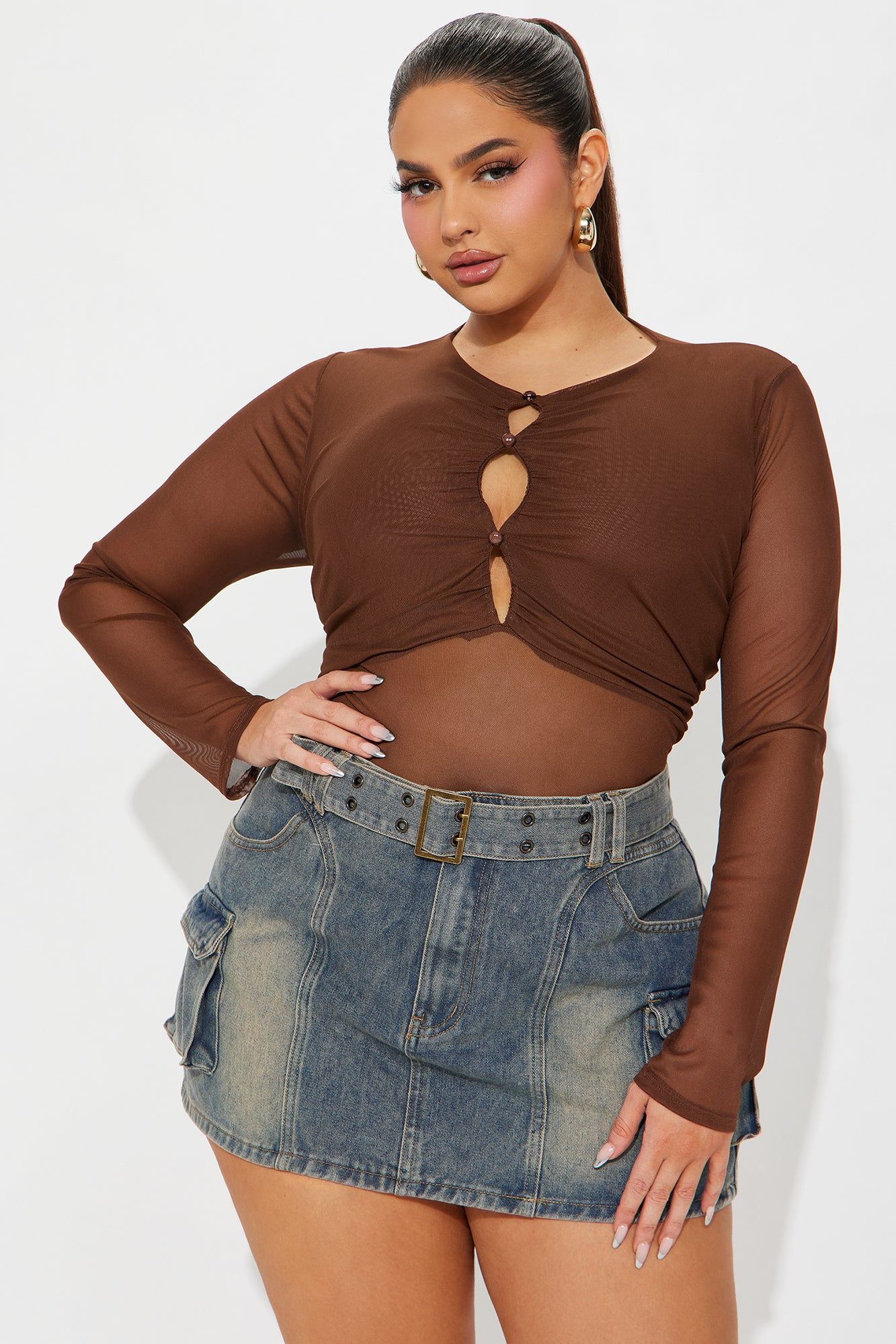 Slice Of Life Mesh Top - Brown sold by Fashion Nova product image thumbnail 4