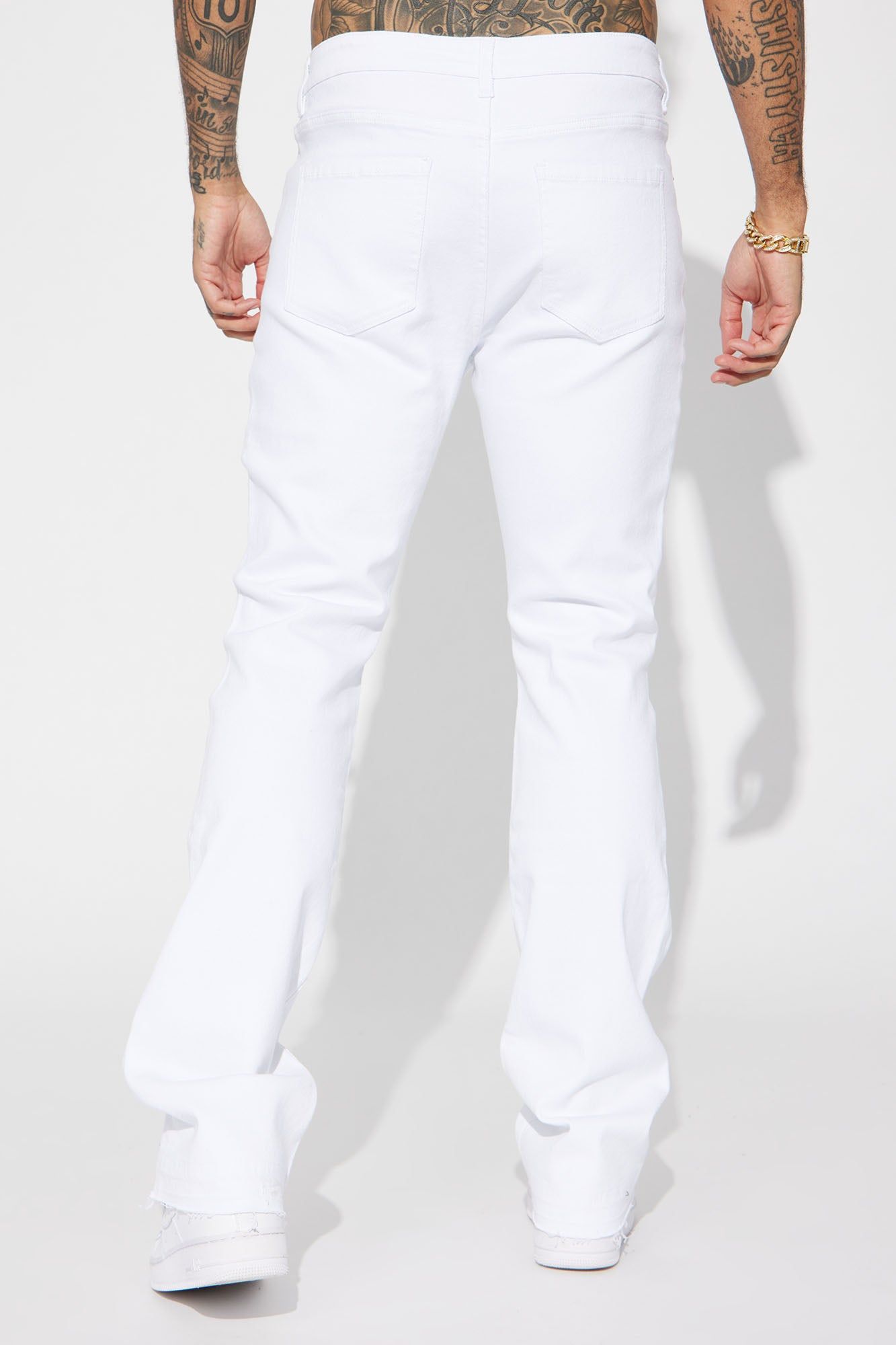 Cornell Stacked Skinny Flare Jeans - White sold by Fashion Nova product image thumbnail 4