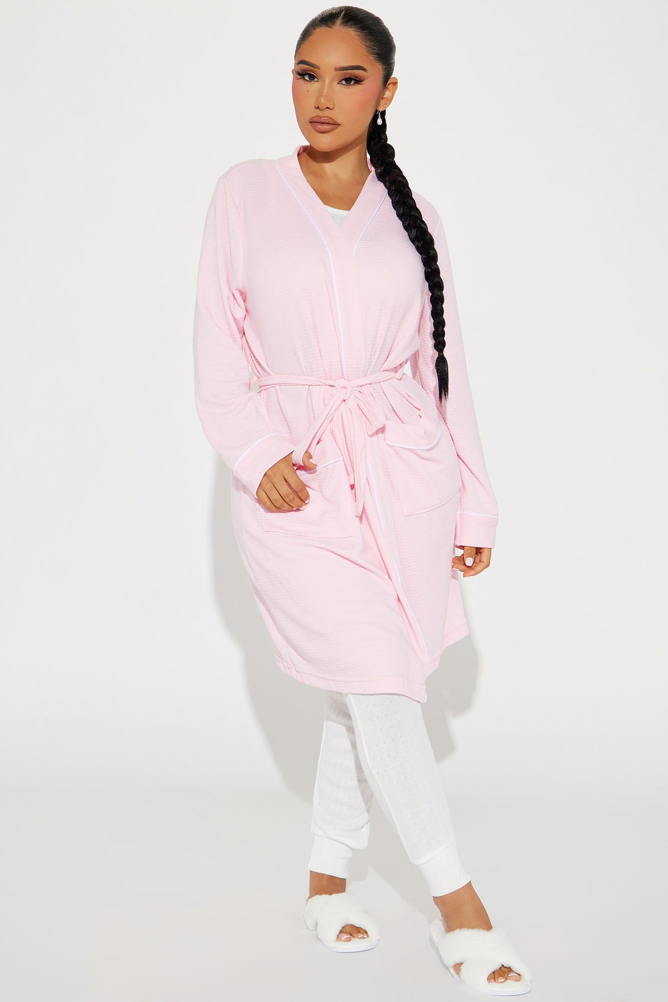 Time To Relax Waffle PJ Robe - Pink sold by Fashion Nova