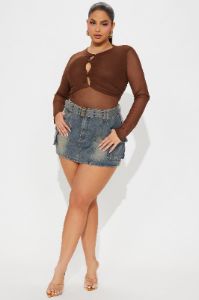 Slice Of Life Mesh Top - Brown sold by Fashion Nova