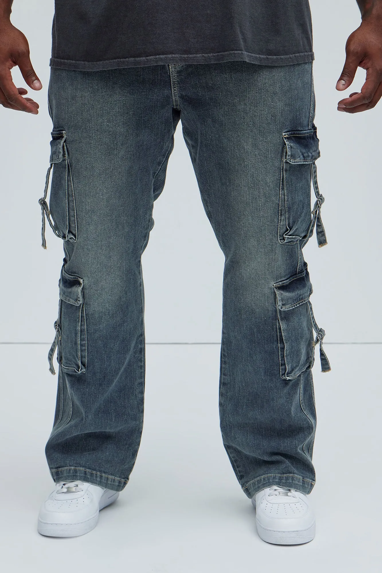 Patrick Stacked Skinny Flare Cargo Jeans - Dark Wash sold by Fashion Nova product image thumbnail 5