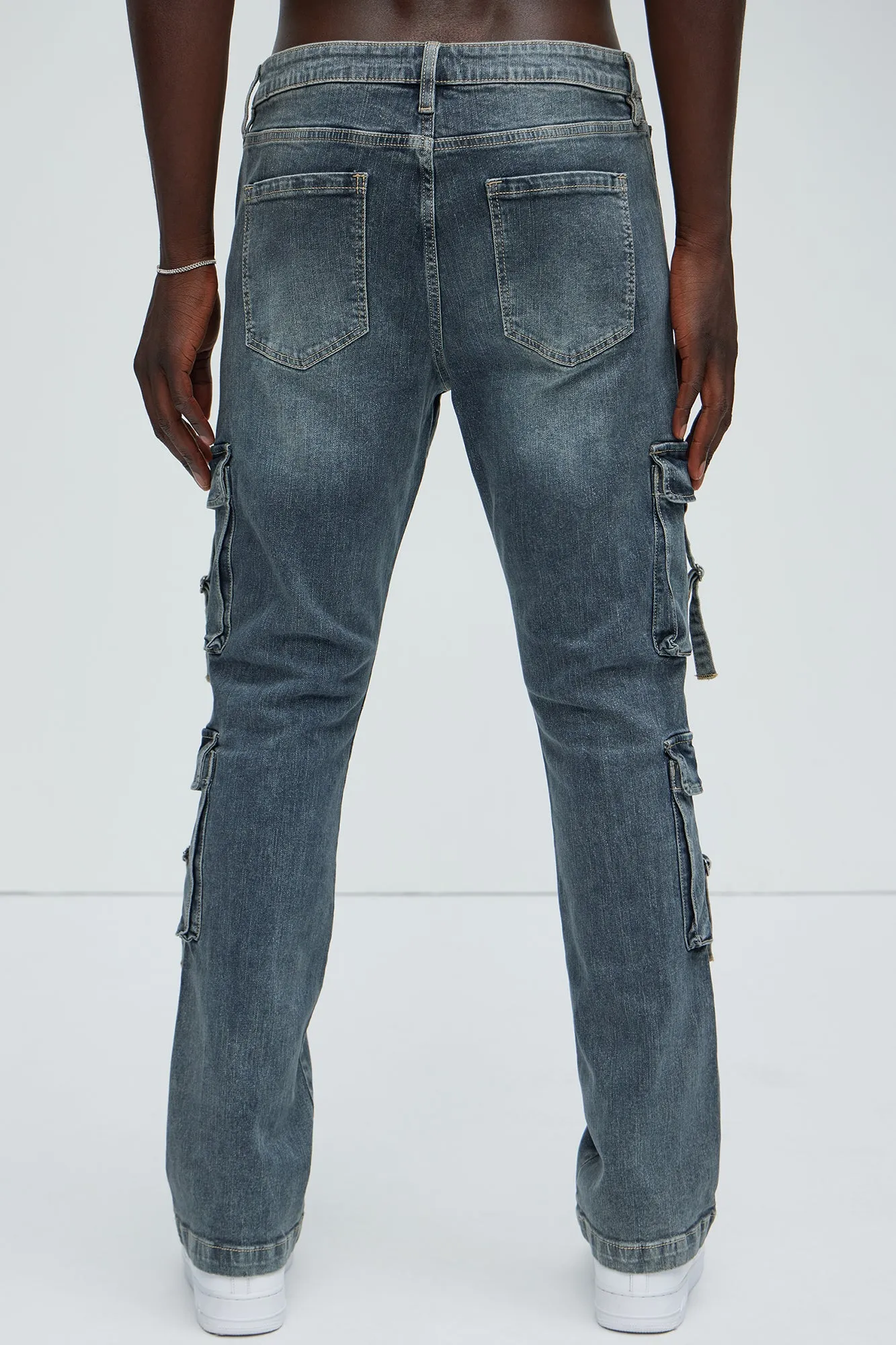 Patrick Stacked Skinny Flare Cargo Jeans - Dark Wash sold by Fashion Nova product image thumbnail 4