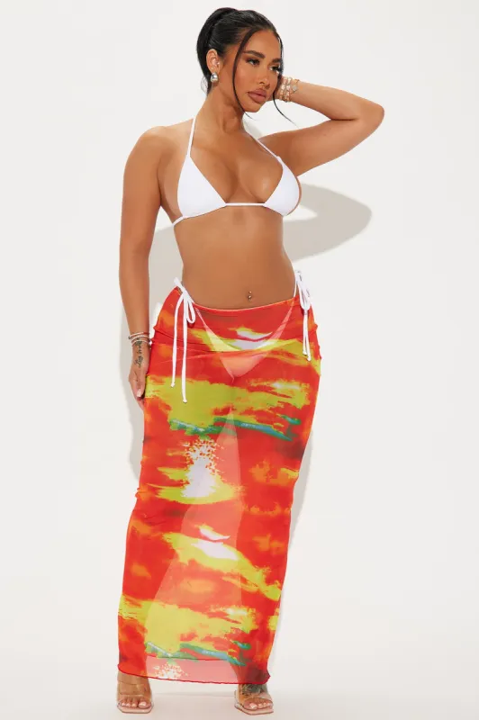 Dismas Swim Cover Up Maxi Skirt - Red/combo sold by Fashion Nova