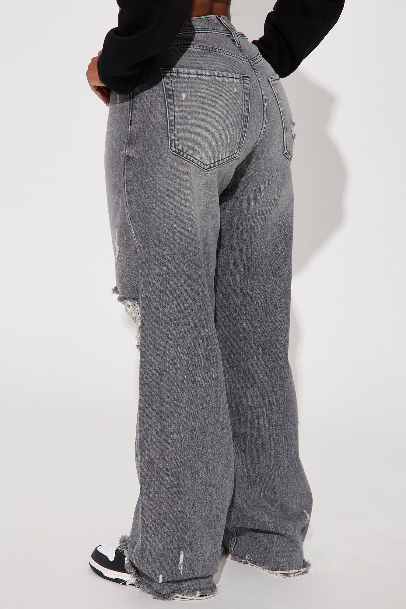 Gianna Non Stretch Ripped Baggy Jean - Grey sold by Fashion Nova product image thumbnail 3