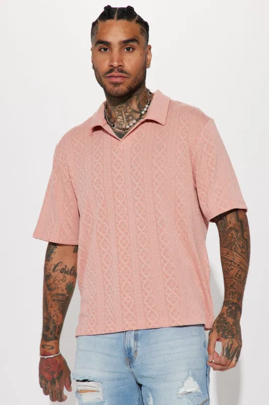 Zig Zag Road Short Sleeve Polo - Mauve sold by Fashion Nova