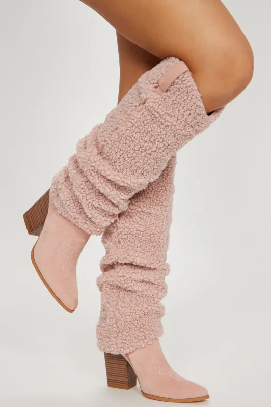 A Keeper Knee High Boots - Pink sold by Fashion Nova