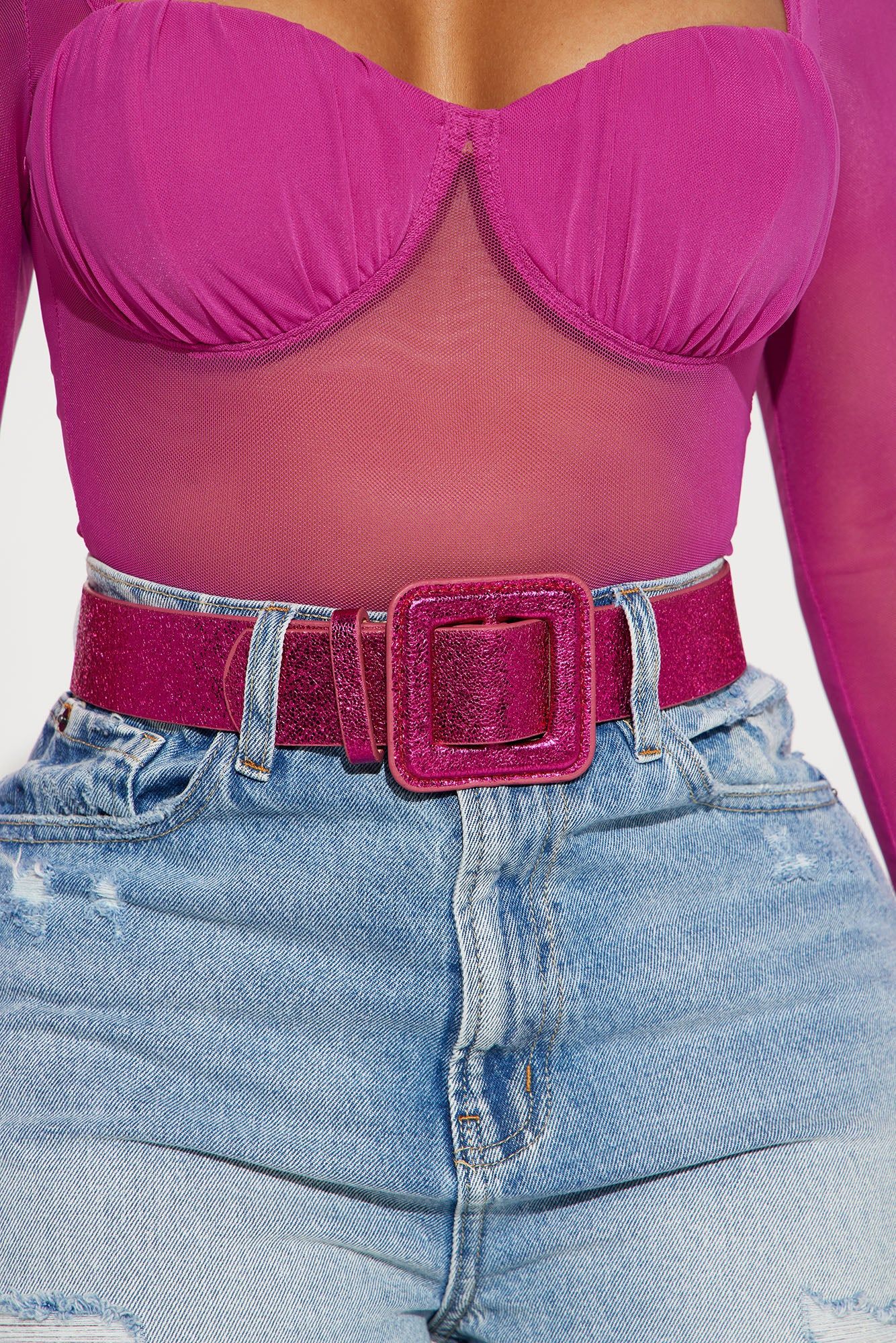 Disco Ball Queen Belt - Pink sold by Fashion Nova