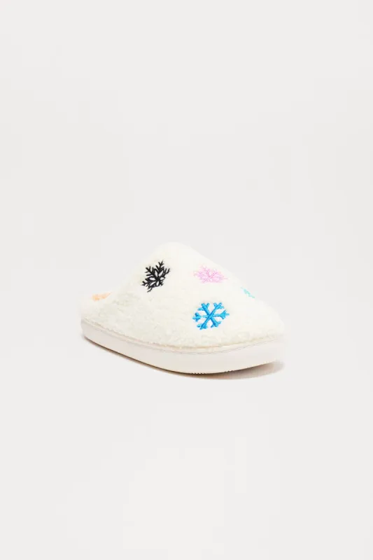 Snowflake Cutie Slippers - White/combo sold by Fashion Nova
