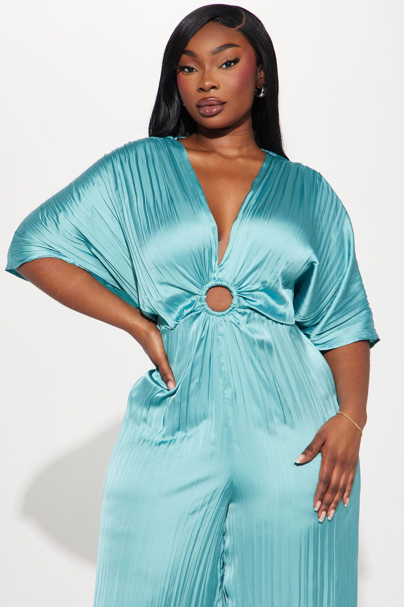 Take Me To Italy Satin Jumpsuit - Aqua sold by Fashion Nova product image thumbnail 5