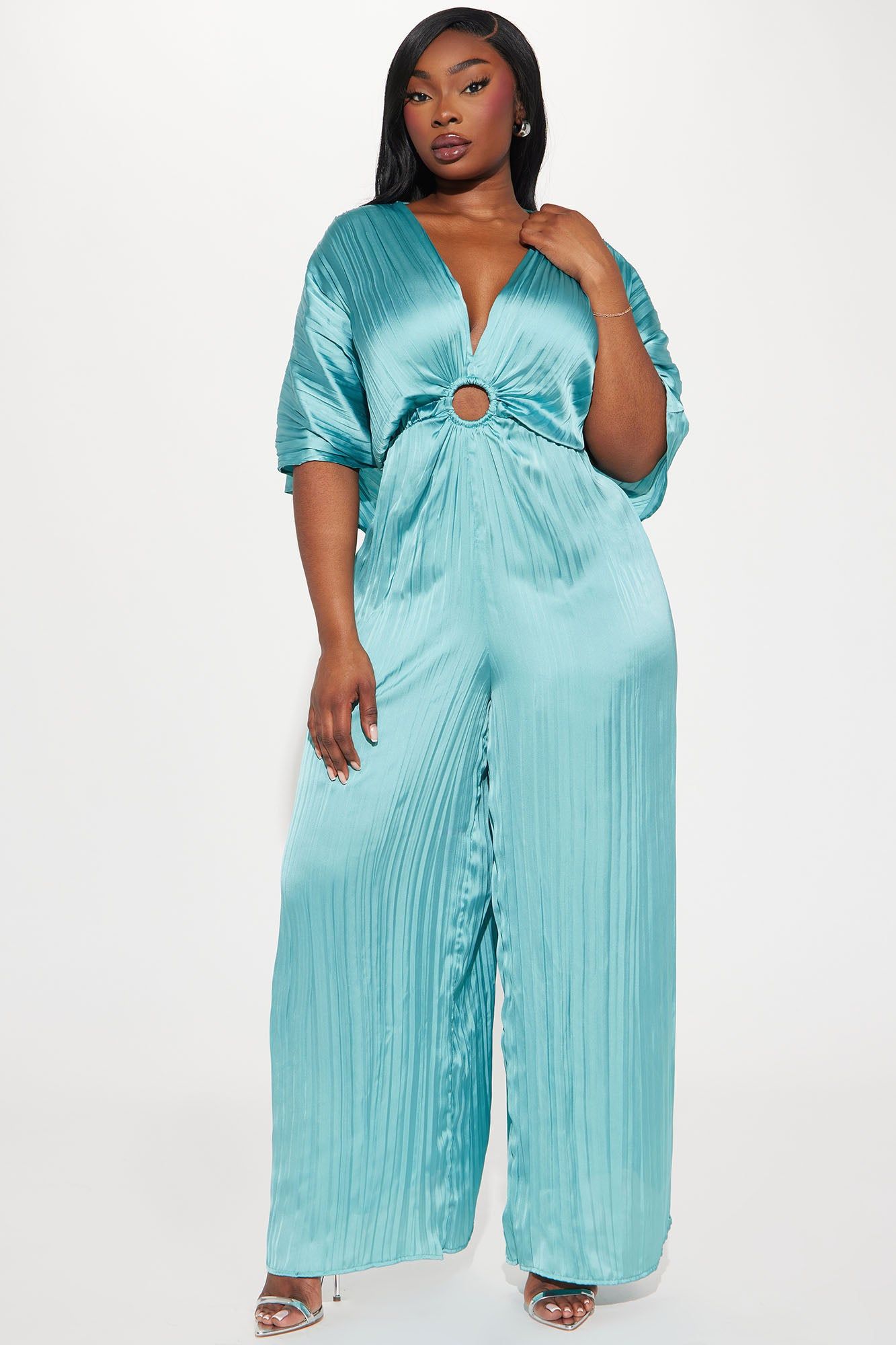 Take Me To Italy Satin Jumpsuit - Aqua sold by Fashion Nova product image thumbnail 4